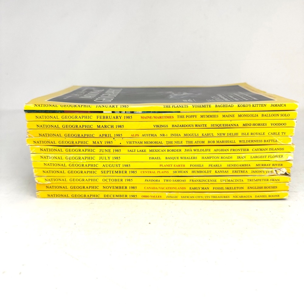 National Geographic 1985 Full Year 12 Issues Afghan Girl Titanic Discovery